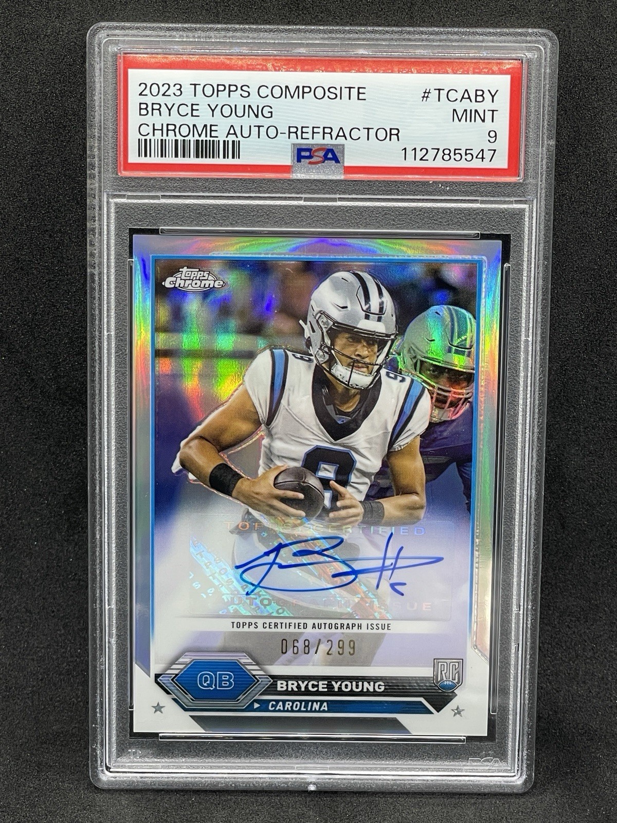 2023 Topps Composite Bryce Young Chrome Auto Refractor RC /299 Panthers PSA 9