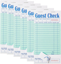 6 Pack Guest Check Books for Servers, 50 Sheets/Pack, Waitress Pad