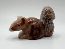 Zuni Squirrel Fetish by Gilbert Lonjose *SIGNED* Marble New F0788
