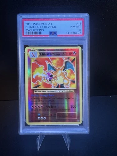 2016 POKEMON XY EVOLUTIONS CHARIZARD REVERSE HOLO HOLO RARE #11/108 PSA 8