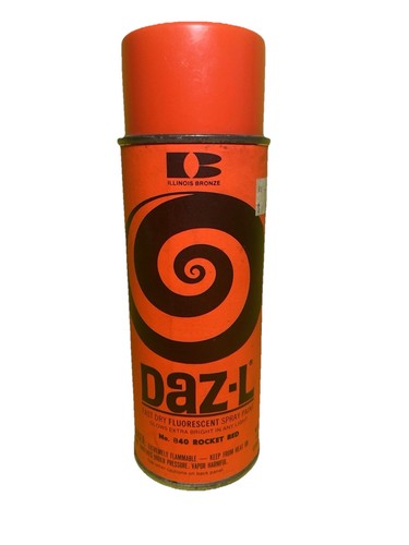 Vintage 1964 Paper Label Daz-l, Rocket Red, Spray Paint Can. Illinois Bronze.