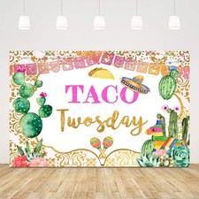 Taco Twosday 2nd Birthday Backdrop 5x3 FT Mexican Fiesta Photography Prop