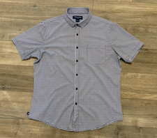 Mizzen Main Leeward Mens Large Trim Fit Blue Short Sleeve Dot Geometric Shirt