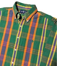 Vintage Ralph Lauren Plaid Flannel Shirt Green Multicolor Polo Men  s Medium Pony