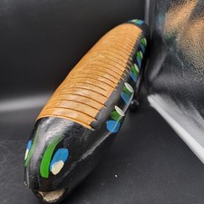 Vintage Wooden Snake Guiro Rasp Instrument Hand Painted Black 17in