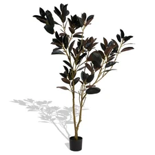 Artificial Rubber Tree 6FT Tall Fake Plant for Indoor Home Office Living Room