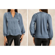 NWT Philosophy Satin Blouse Medium Blue Long ...