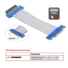 PCI-E Express 8X to 8x Male to Female Slot Riser Card Ribbon Flexible Cable 20cm