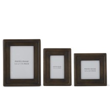 Set of 3 Walnut Finish Wood Photo Frames NEW