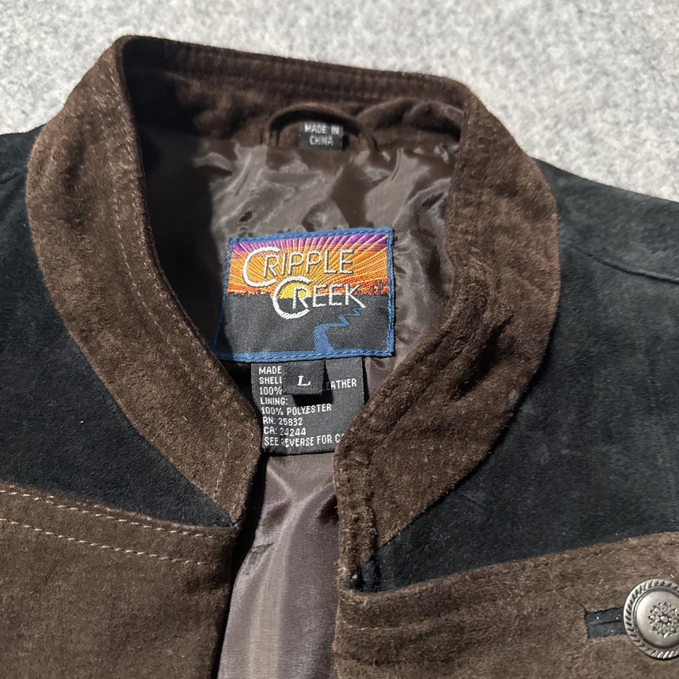 Vintage Cripple Creek Suede Concho Vest Womens L Black Brown Western Leather - Image 2 of 4