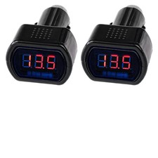 Vcyopn 2 Pcs Car Led Cigarette Lighter Voltmeter Dc 12v 24v Digital Display...