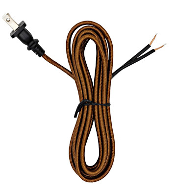 Creative Hobbies Brown Rayon Cloth Covered Electric Lamp Cord with End Plug S