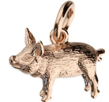 rose gold pendant necklace charm pig 18ct rose gold on 925 sterling silver new