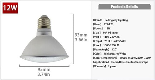 E26 Spot LED PAR38/Par30/Par20 Reflector Bulb 110V Bulb Non-dimmable, 1 Pcs - Picture 18 of 23