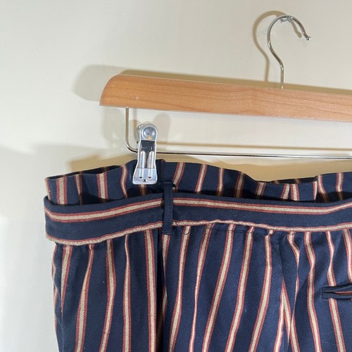 Zara Women's Trousers Striped Belted Pockets Elegant Casual Navy Size XL - Picture 10 of 16