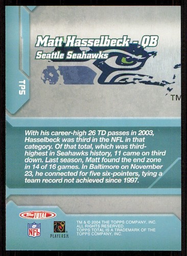 2004 Topps Total Total Production #TP5 Matt Hasselbeck - Picture 2 of 2