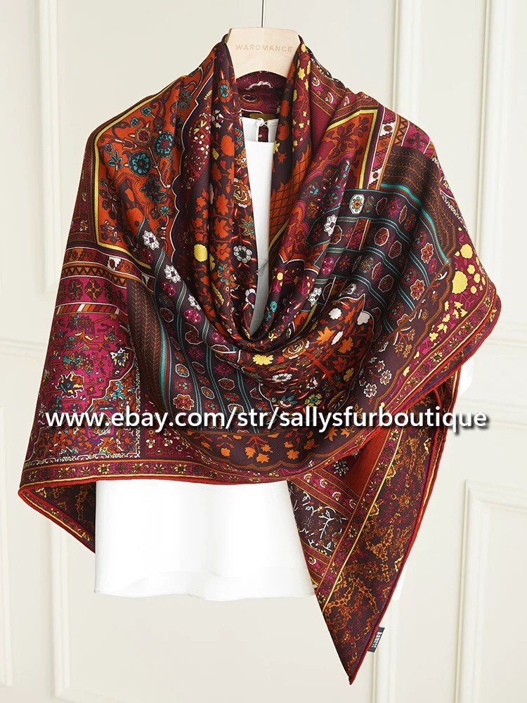 70% Cashmere 30% Silk Double-Face Shawl with Carpet Print 53