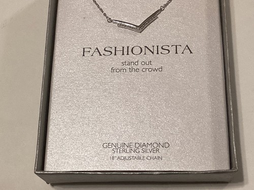 Fashionista Diamond Pendant 18” Sterling 925 Necklace - Picture 6 of 8