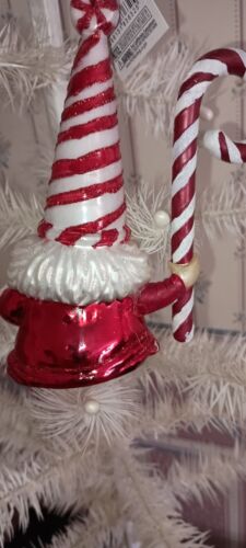 NOBLE GEMS-PEPPERMINT GNOME GLASS ORNAMENT BY KURT ADLER-5"H.NEW IN BOX-2023 - Picture 3 of 5