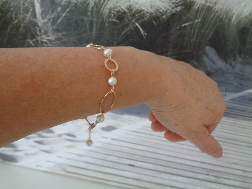 Armband Gold Perlen 14K Gold Filled Perlenarmband Gold - Bild 3 von 4