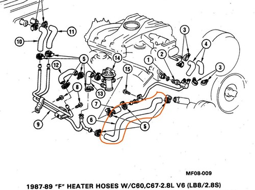 ORIGINAL GM NUEVO 87 89 2.8 90 92 3.1 CAMARO/SALIDA FIREB MANGUERA CALENTADOR DELANTERO 10135302 - Imagen 4 de 5