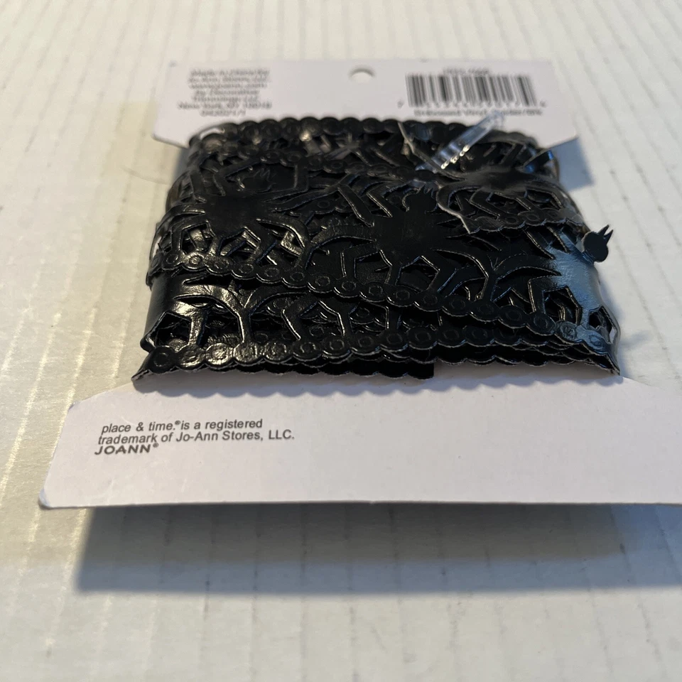 Embossed Vinyl Black Spider Halloween Trim 3 Yards- Place & Time- New - Image 4 of 4