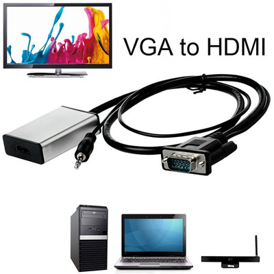 1080P VGA To HDMI Converter with Audio Cable Video Adapter for