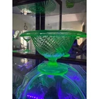 Imperial Twisted Optic  Spiral Green Mayo Footed Bowl Uranium Depression Glass