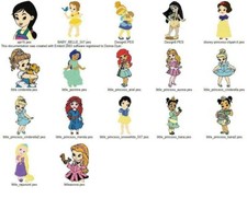 17 BABY PRINCESS MOVIE CHARACTERS EMBROIDERY MACHINE DESIGNS COLLECTION PES USB