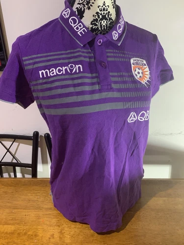 Perth Glory Polo Shirt 2013 - 2019 A League Football Soccer Small Macron QBE