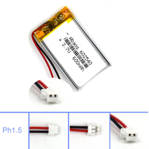 3.7V 600mAh Battery Lipolymer 602540 Rechargeable Cell for Lamp Led Camera GPS - Foto 3 di 16