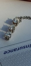 14k White diamond necklace 3 Pear Diamonds.