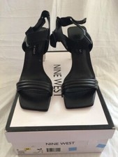 Women's NIB Nine West Zebree Black High Heel Dress Sandals Size 8M