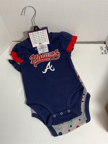Braves Toddler Outfit 2 Creepers Choose 12, 18, Or 24 month - Picture 2 of 2