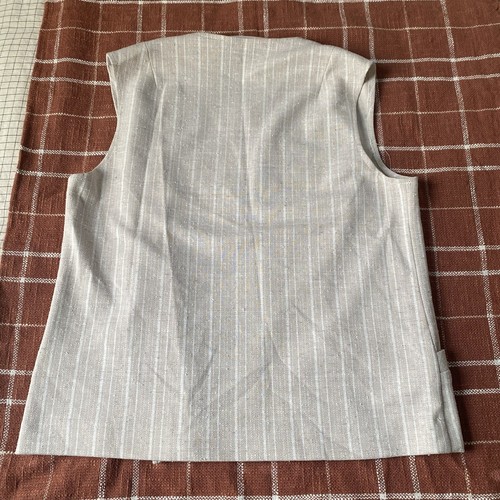 Vintage Made In USA Linen Tan and White Striped Tunic Vest Women’s - Picture 7 of 12