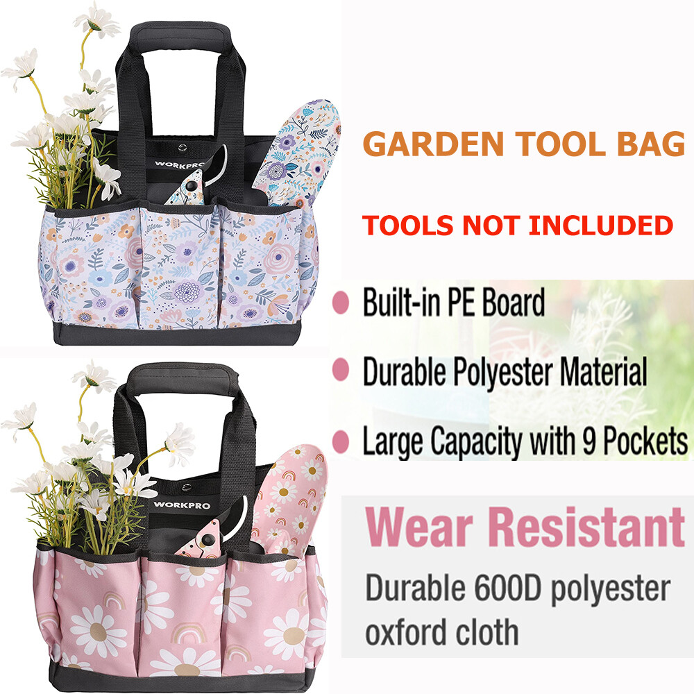 WORKPRO Garden Tool Bag 9 Pockets Heavy Duty Oxford Tool Bag(Tools NOT