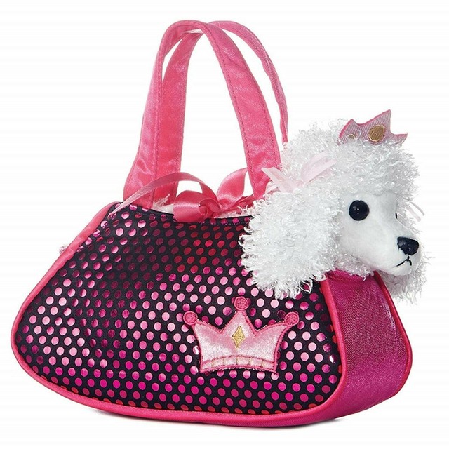 White Poodle Dog Handbag Fancy Pals 8" Pet Carrier Pink Soft Toy Aurora