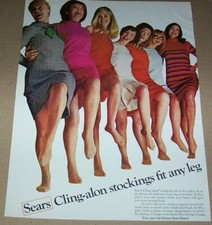 1967 print ad page - Cling-alon Stockings lady legs hosiery Sears advertising
