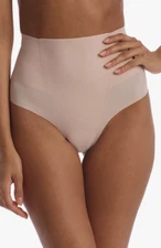 $74 Commando Zone Smoothing High Waist Thong, Beige, Size M