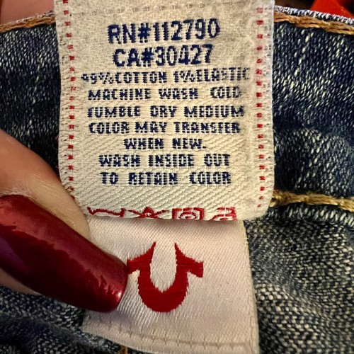 True Religion Women’s Joey Jeans Flared Flap Twisted Seam Distressed Size 27 - Picture 5 of 14