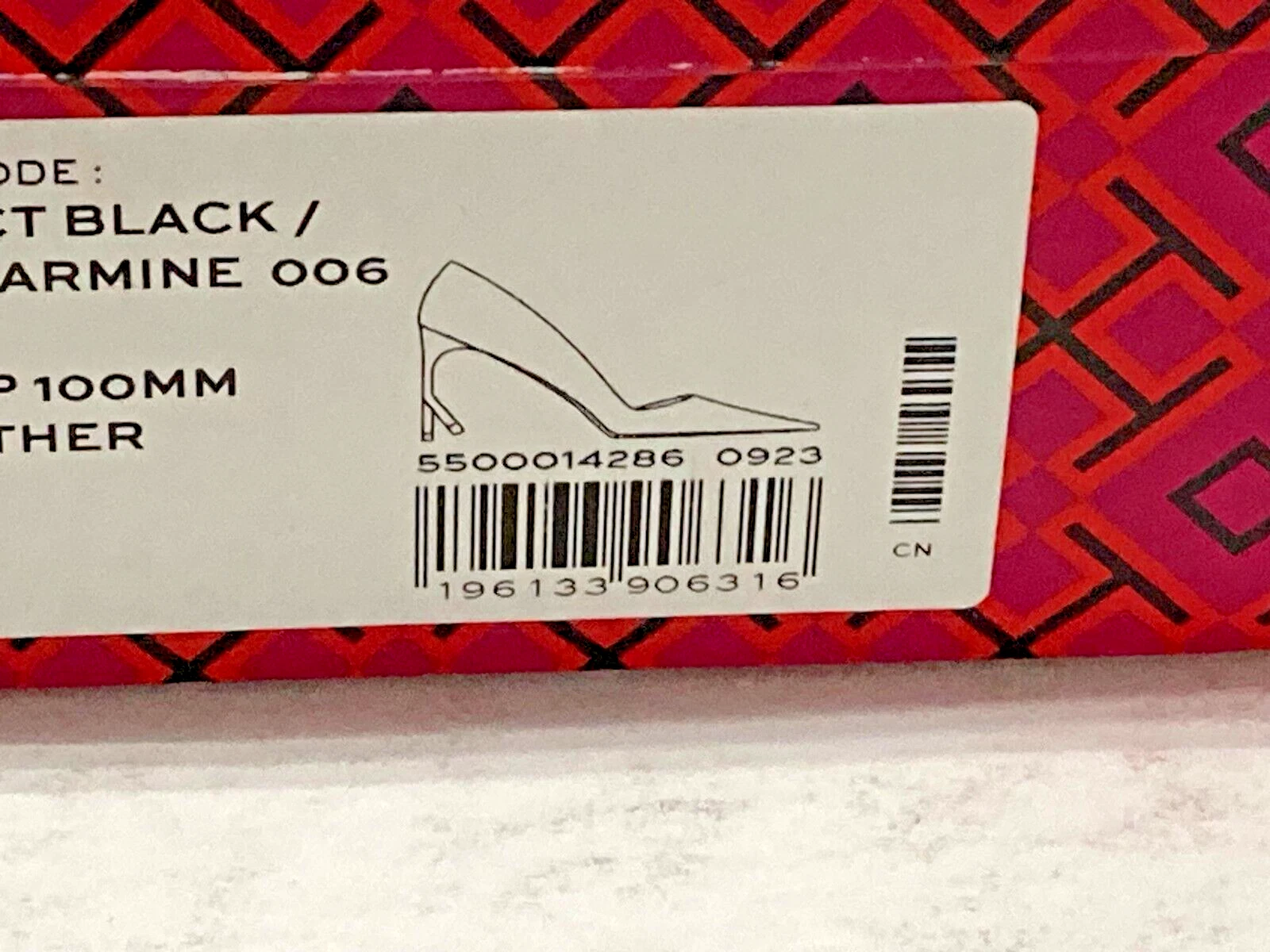 Tory Burch donna tacco rotto pompa pelle di agnello perfetto nero carmine scuro taglia 11