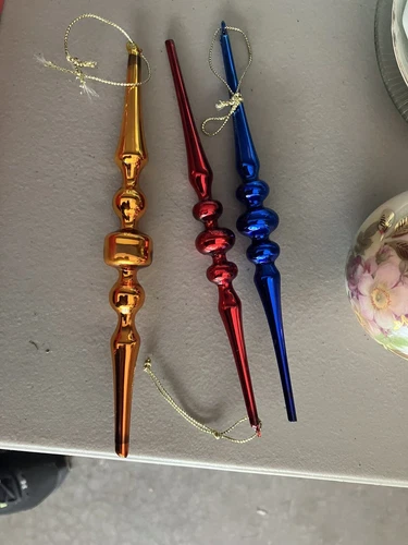VINTAGE Set Of 3 Hand Blown Christmas Tree Ornaments Rare Excellent Condition