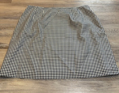 Vintage Talbots 100% Silk Navy Gingham Print Mini Skirt Size 16 - Picture 6 of 6
