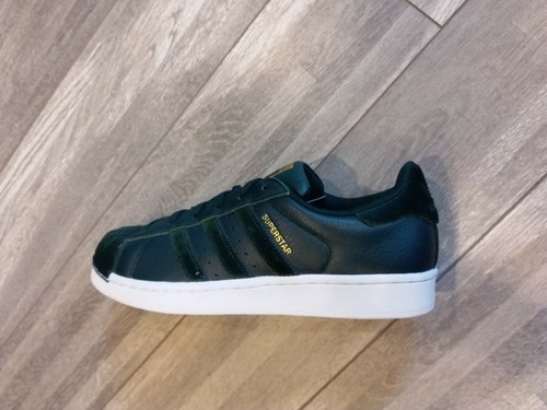 Womens Adidas Superstar W Sz 7 New Green Gold Felt Shell Toe AC7211 - Picture 2 of 10