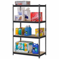 Muscle Rack UR-364BLK 4-Shelf Industrial Shelving Unit, Black Steel, 36 x 18 x