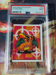 Pokemon 1999 Charizard #180 Merlin Sticker PSA 9 Mint