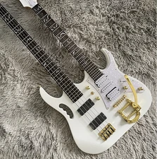 Custom JEM 7V Double Neck Electric Guitar Bass White 4+6 Strings Free Shipping