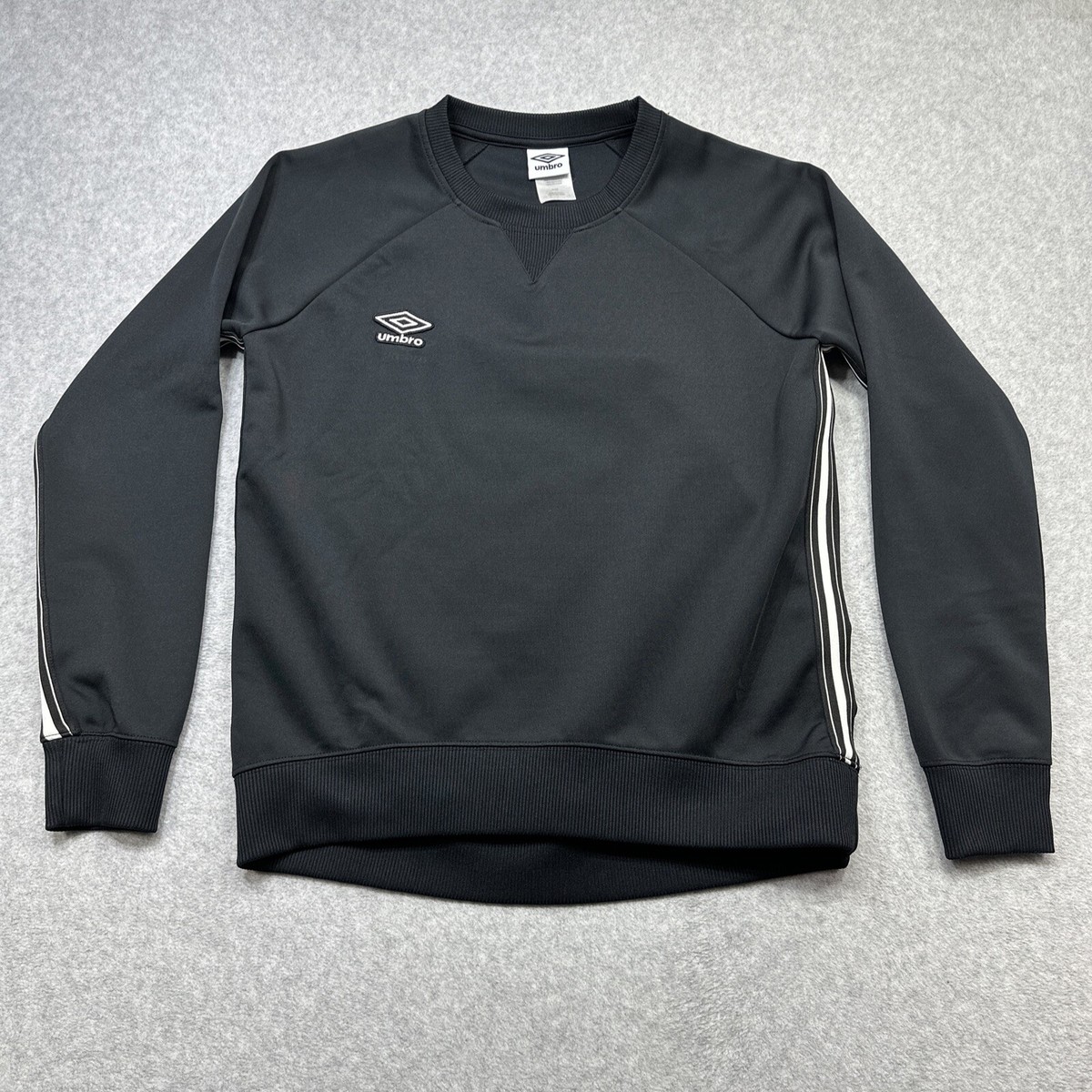 Umbro Sweatshirt Small Black Stripe Logo Crew Neck Retro