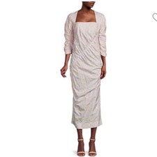 GANNI Floral Asymmetric Shirred Midaxi Sheath Dress NWT size 34 