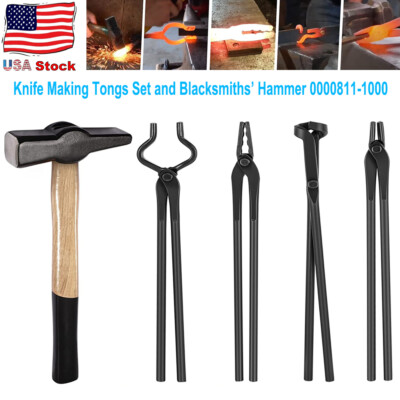 Knife Making Tongs Set and Blacksmiths  Hammer Assembled Blacksmith Forge Vise